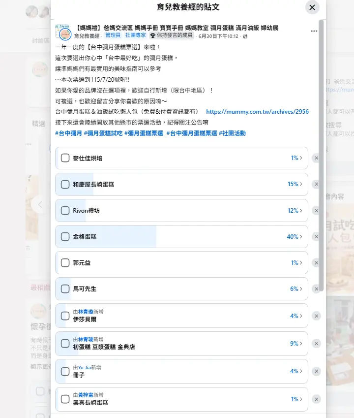 2026 台中試吃 社團排行榜