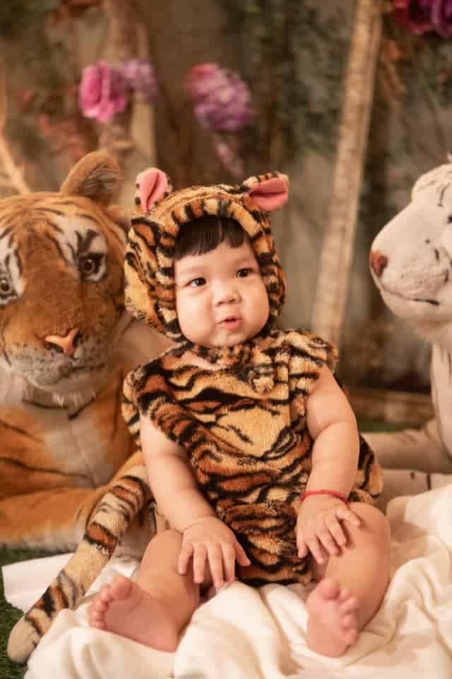 全身的老虎裝也是非常可愛的小老虎(萬聖節裝扮)