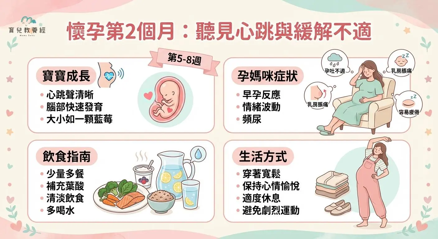 懷孕第2個月:聽見心跳與緩解不適