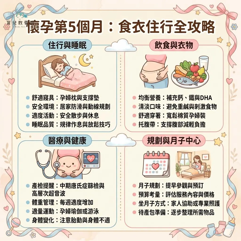 懷孕第五個月 - 進入孕期黃金期!懷孕第 5 個月「食衣住行」全攻略,讓妳輕鬆