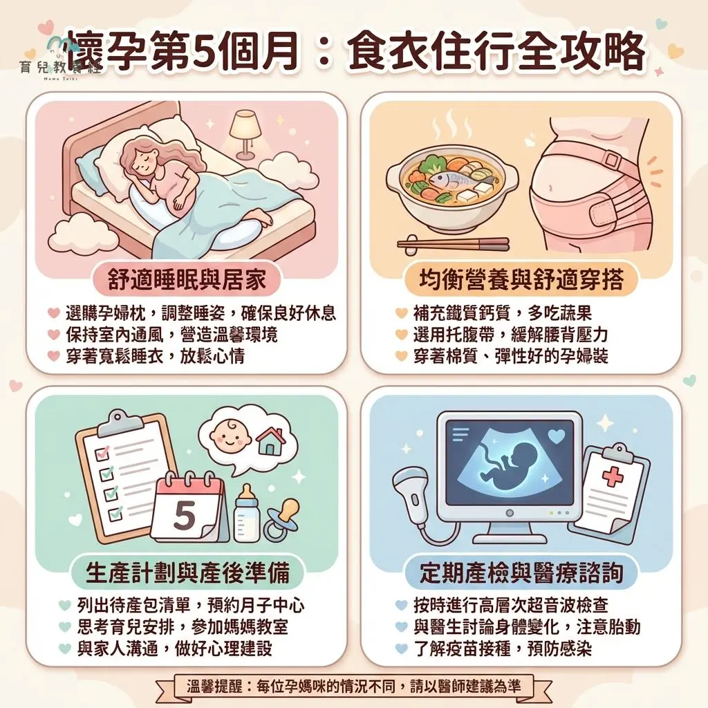 懷孕第五個月 - 進入孕期黃金期!懷孕第 5 個月「食衣住行」全攻略,讓妳輕鬆