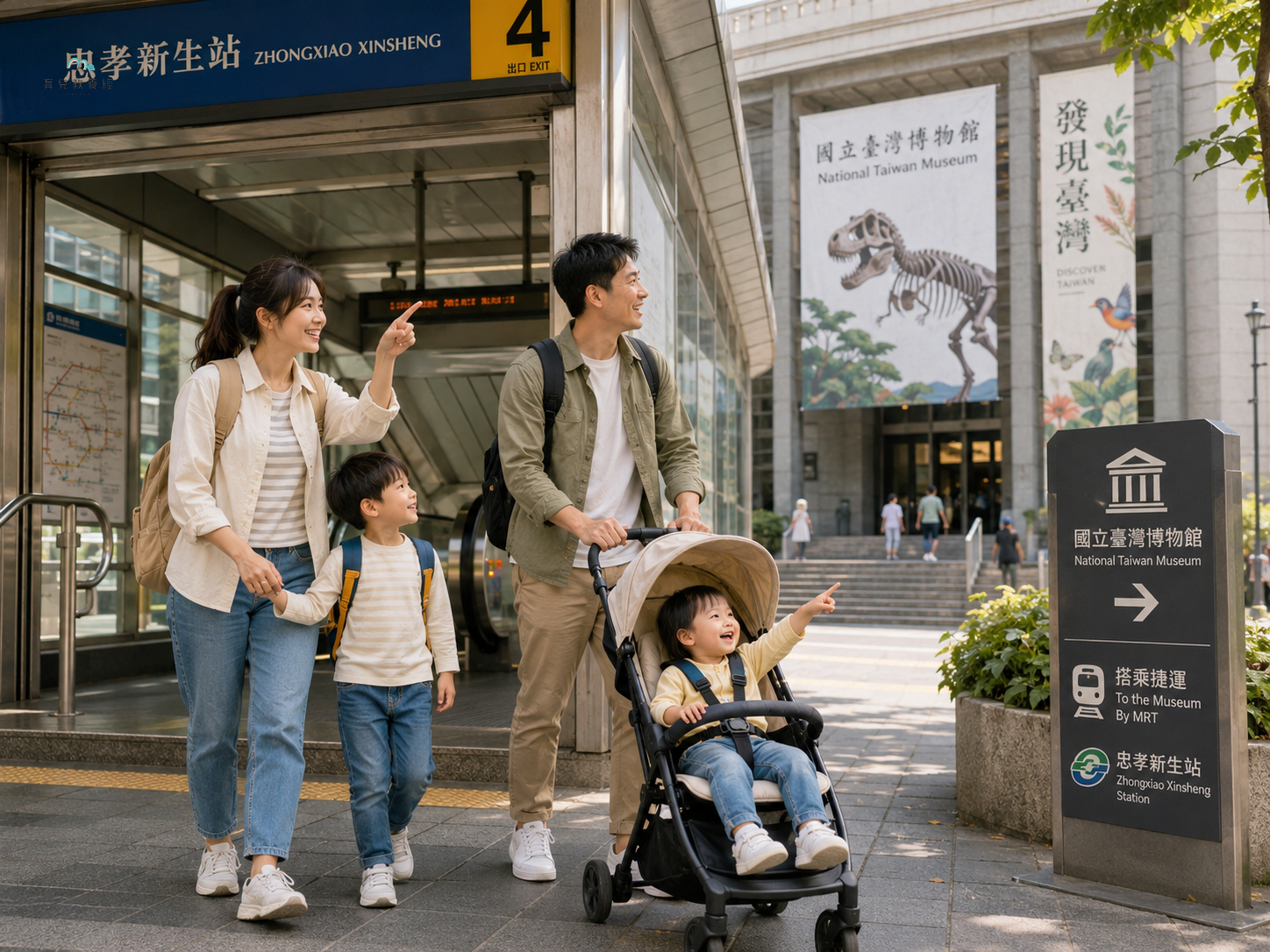 北部家庭搭捷運去博物館