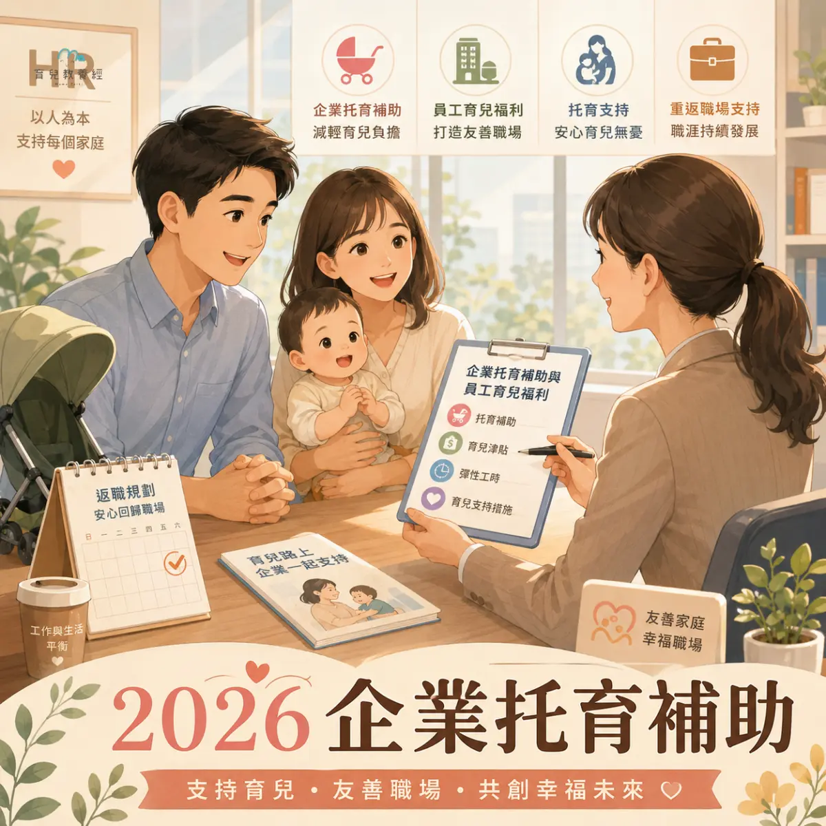 企業托育補助新制封面，爸媽詢問公司育兒福利
