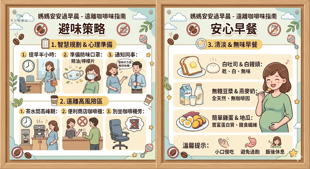 孕吐怕咖啡味的上班早餐避味圖卡