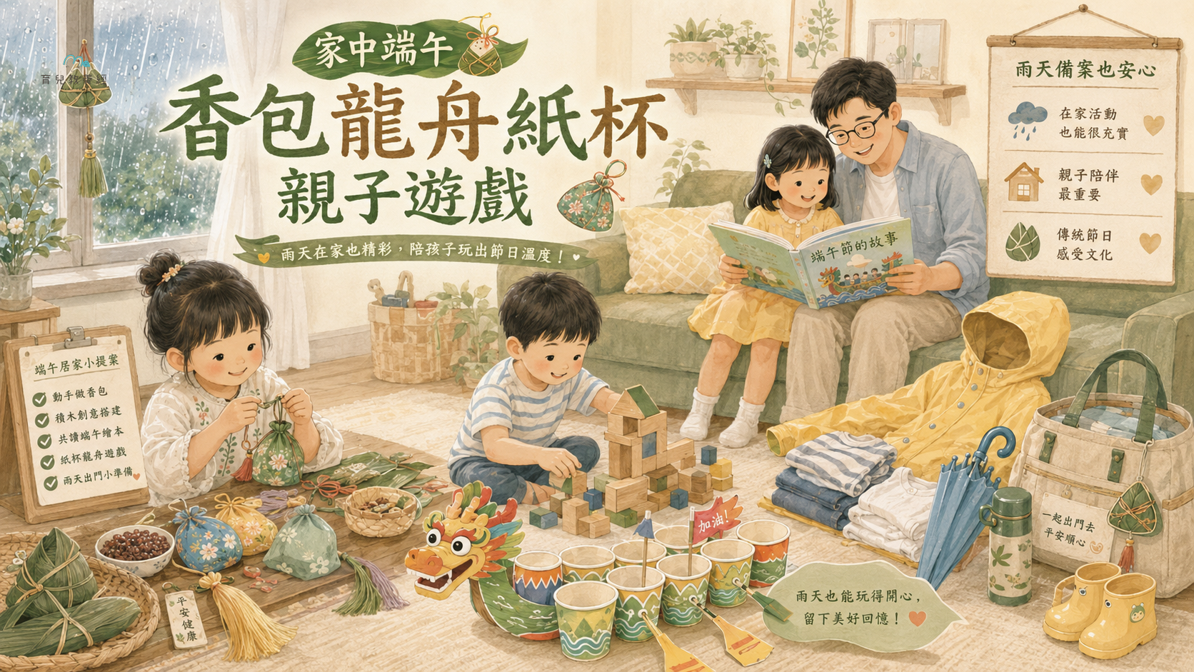家中端午香包龍舟紙杯親子遊戲