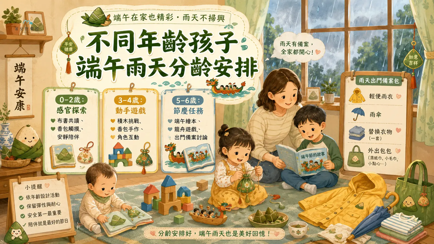 不同年齡孩子端午雨天分齡安排