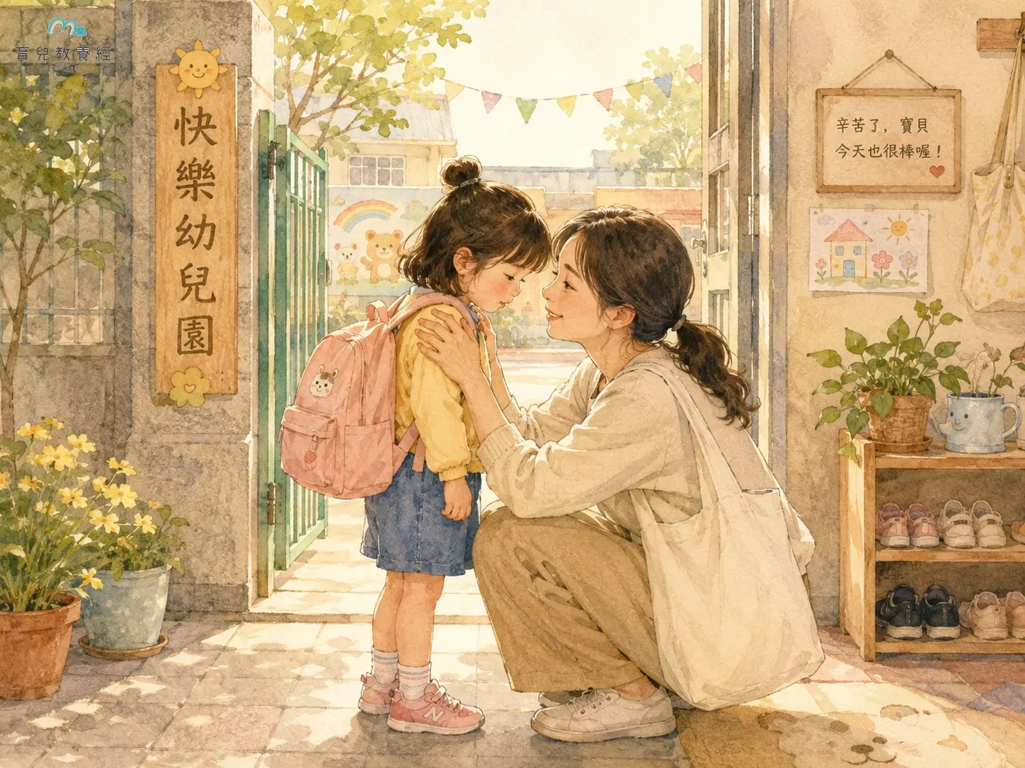 放學時爸媽溫柔接孩子回家